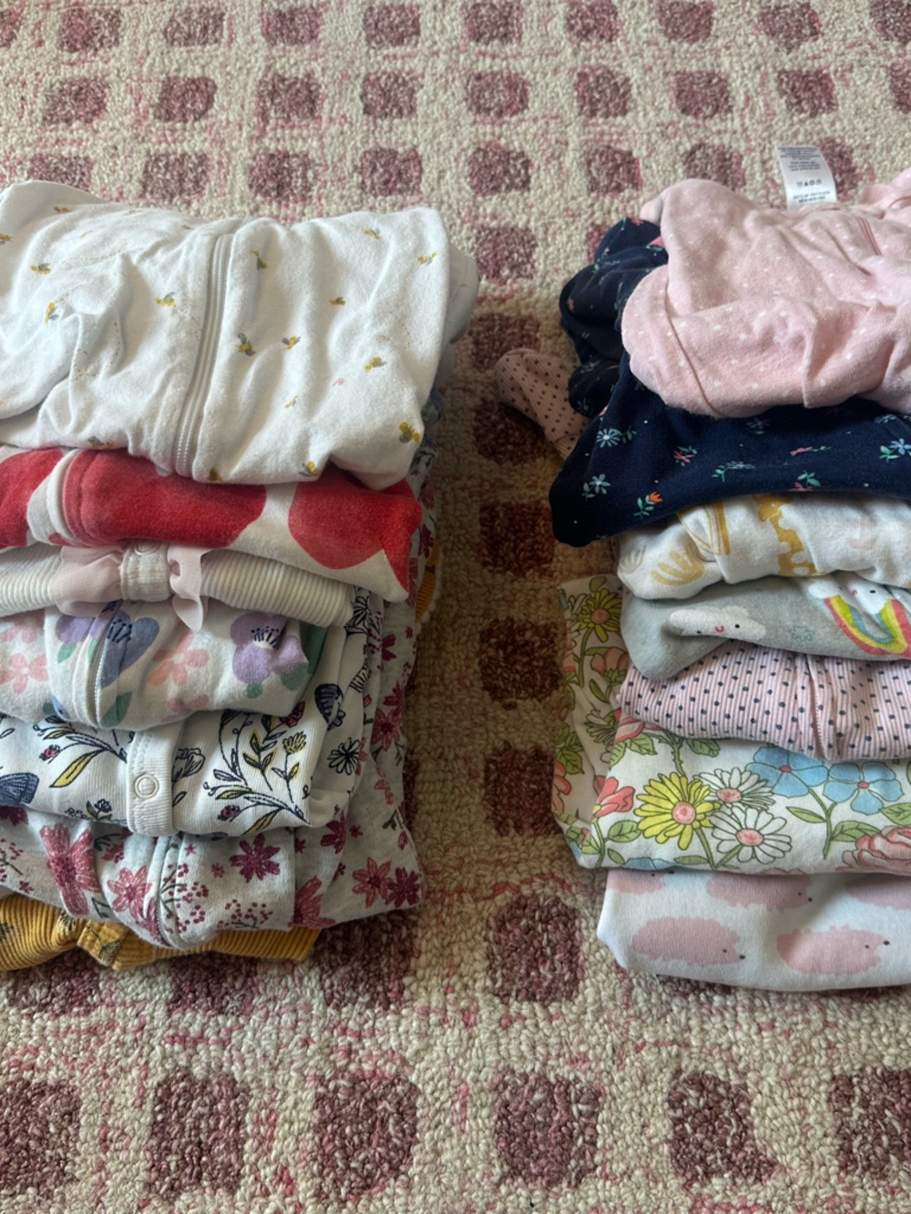 14 sets Assorted 3 Month Girls Footie PJs